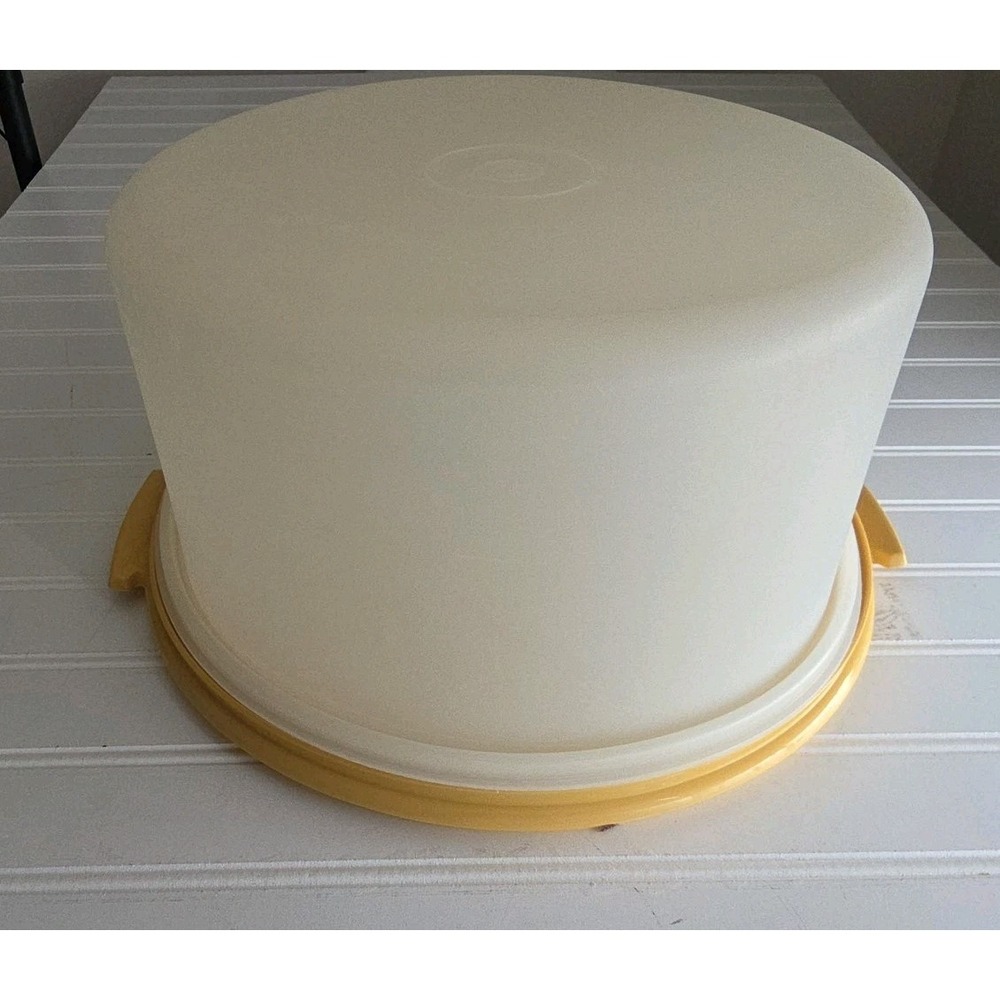 Tupperware Vintage Maxi Cake Carrier Harvest Gold Base, NO HANDLE 1256